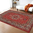 thumbnail image 1 of Boho Area Rug 4x7 Ft Red Vintage Floral Geometric Washable Area Rugs Oriental Medallion Stain Resistant Floor Carpet Non Shedding Non-Slip Indoor Mats for Living Room Bedroom, 1 of 7