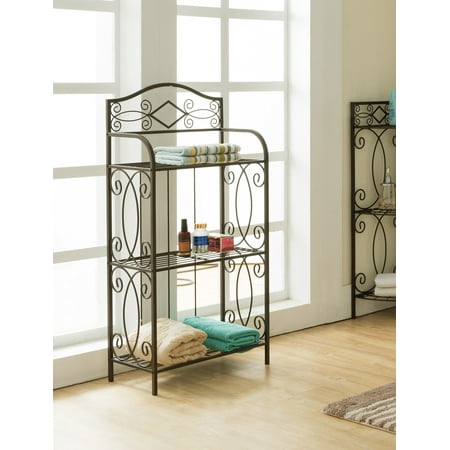 Pewter Metal 3 Tier Shelf Free Standing Bathroom Towel Rack Pewter Metal 3 Tier Shelf Free Standing Bathroom Towel Rack Organizer Stand