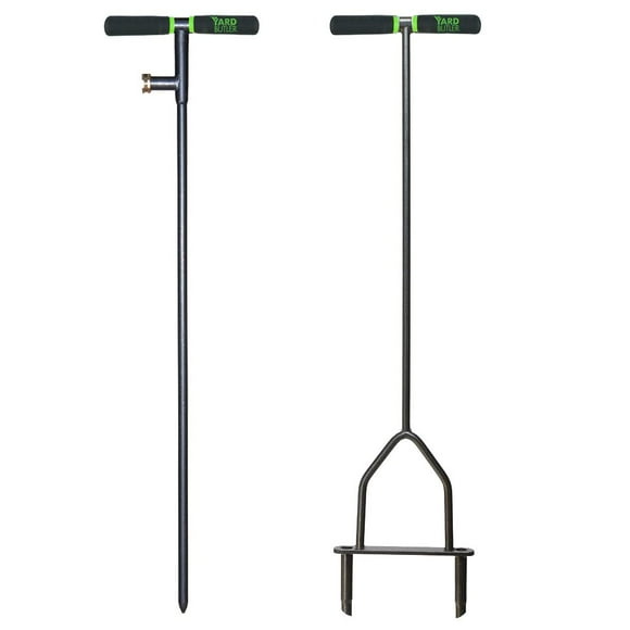 Yard Butler Beat The Drought Bundle - Sturdy & Reliable Lawn Coring Aerator & Drip Watering Irrigator Tool - Ensure Plants & Trees Get Water - Gardening Tools for a Healthy Lawn