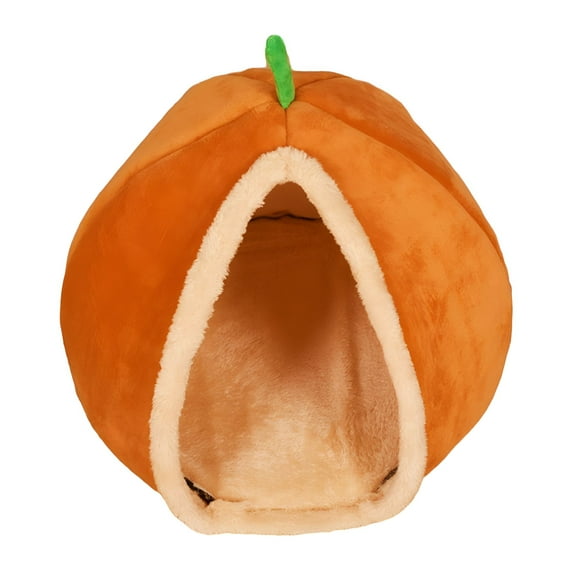 LAMIRO Cat Bed Cave Cat House Furniture Pumpkin Snooze Soft Sleeping Semi Enclosed Pet Cat Nest Dog Cat Bed for Pomeranian Cats Dog