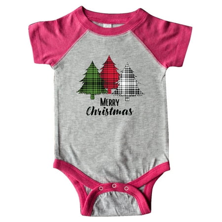 

Inktastic Merry Christmas Plaid Trees Gift Baby Boy or Baby Girl Bodysuit