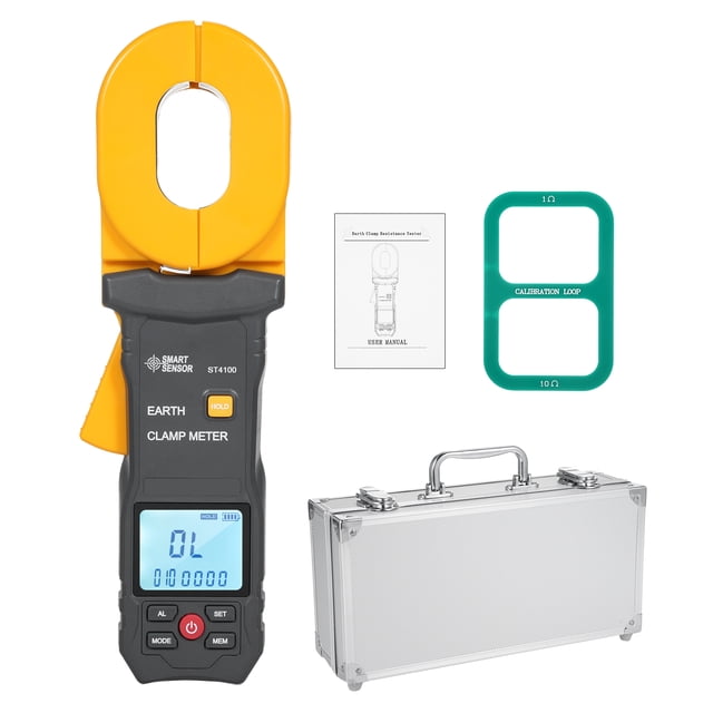 SMART SENSOR Ground Earth Resistance Tester 0.01-500Ω 500 Groups Data Storage Multifunction Digital Clamp Meter with LCD Display Alarm Clamp Ammeter for Electric Power Telecommunications Met