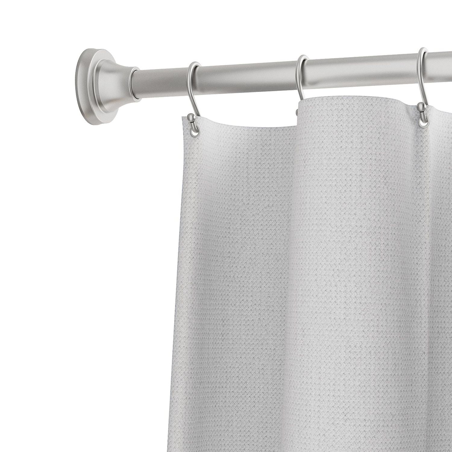 Mainstays Adjustable Tension Shower Curtain Rod with Decorative Finials, 43"-72" or 53"-86"
