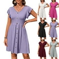 thumbnail image 3 of Tumotour Summer Dress for Women Homecoming Dresses Shirt Dress for Women Mini Dress Women's Slim FiTting Diagona L Neckline Sleeveless Dress, 3 of 10