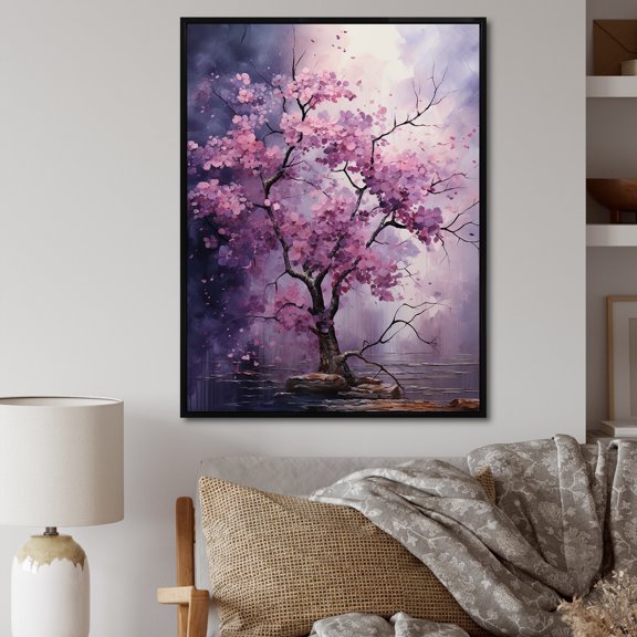 Designart "Amethyst Fantasy Canopy I" Tree Redwood Floater Framed Canvas Art Print