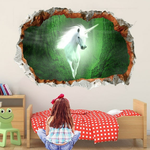 Forest animal flower horse stickers Unicorn Wall Decal Removable Peel and Stick Wall Decals Art Picture Decorations Decor for Teens Girls Bedroom Living Room Murals