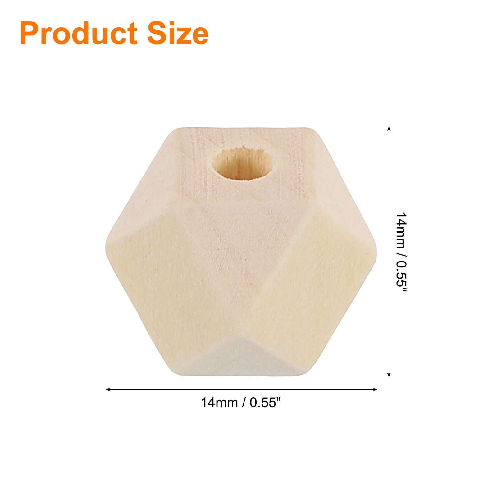 200 Pack Geometric Wood Beads, 14mm/0.55inch Natural Color Loose Spacer Beads