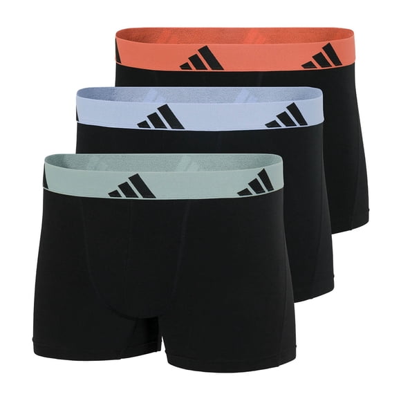 adidas men boxer shorts, 3-pack - trunks, Active Flex Cotton, logo, solid colour Black/Blue/Red M (Medium)