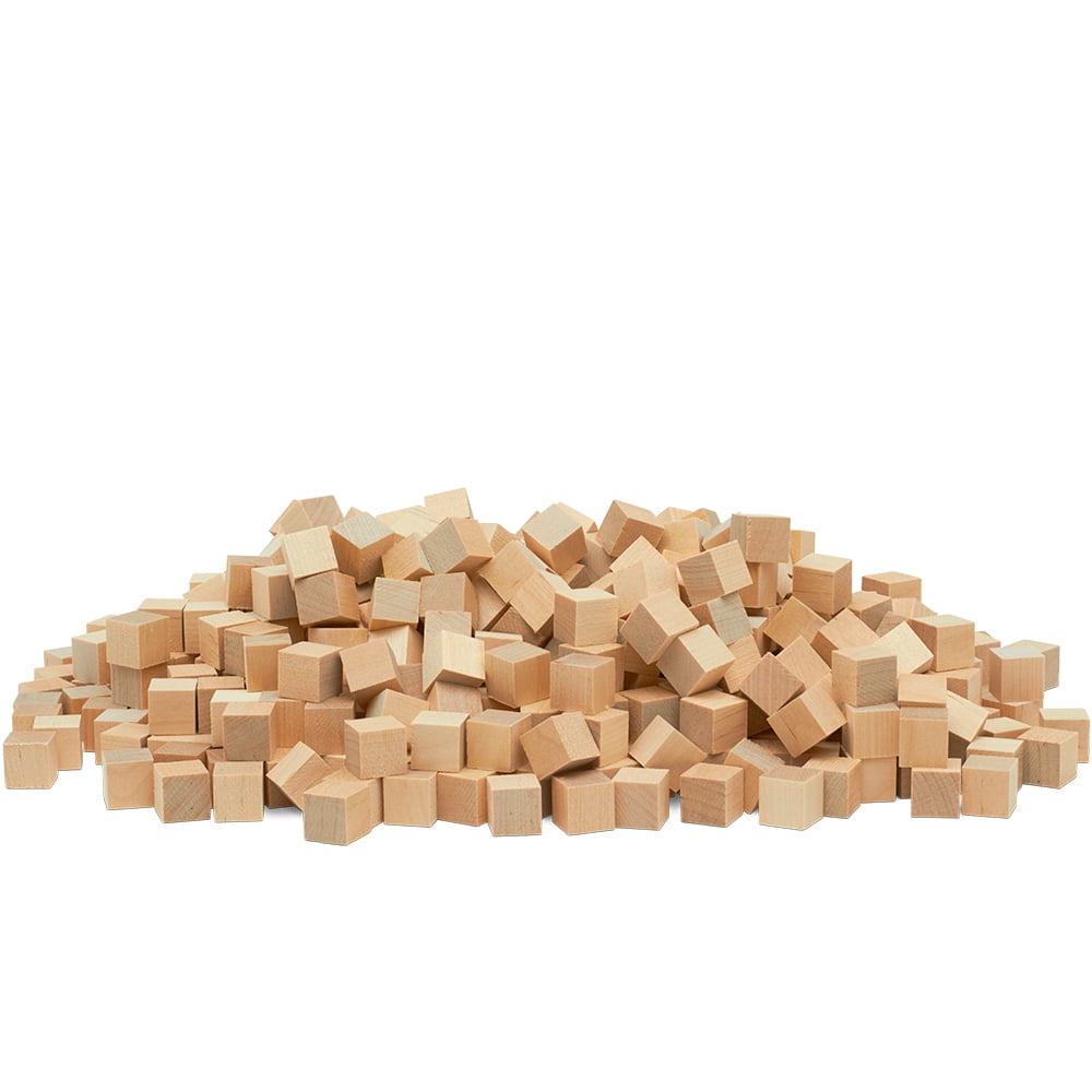 Unfinished Wooden Blocks 1/2 inch, Pack of 100 Small Wood Cubes for