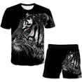 thumbnail image 1 of Conjuntos de ropa de tigre para niños y niñas, camisetas de verano para niños + pantalones cortos de cintura elástica, ropa informal de dibujos animados de dos piezas, trajes 12T Gao Jinjia LED, 1 of 2