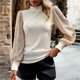 thumbnail image 5 of Suéteres Prolriy para mujer, blusas de lentejuelas brillantes, blusas de manga larga con lentejuelas, blusas elegantes para fiestas, ropa de club, suéteres para mujer, blusas para mujer, beige XL, 5 of 7