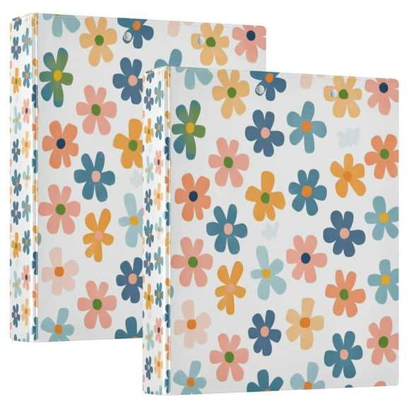 FORMRS 3 Ring Binder 1.5 inch with Pockets Set of 2 Clip Board 200 Sheets Capacity, Colorful Flowers