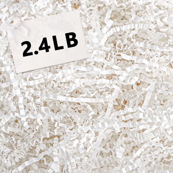 2.4LB Crinkle Cut Paper Shred Filler, White for  Baskets Box Filling