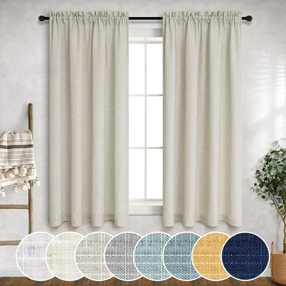 yubcxhop Rideaux Jaune Moutarde 54 Pouces de Longueur pour Chambre d'Enfants Ensemble de 2 Panneaux Poche de Tringle Décor d'Automne Chaud et Lumineux Filtrant la Lumière Semi-Transparent Lin Jaune Doré Rideau Doré pour Salon
