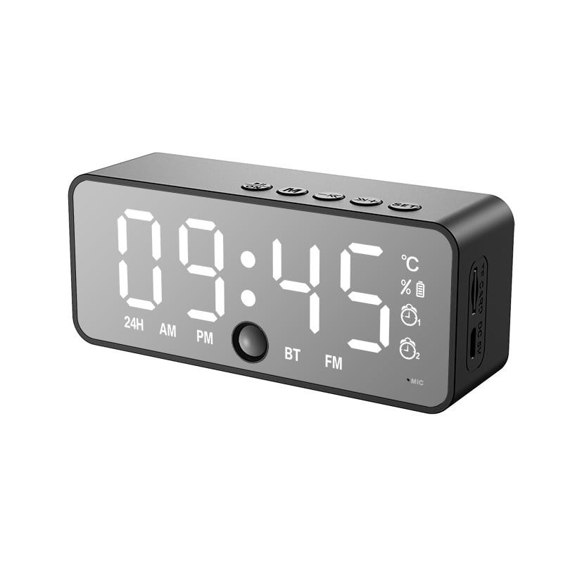 Pawaca lampe de réveil Taille unique Noir Digital LCD voix Talking Horloge de table Snooze Horloge avec affichage de la température et 2 différents modes de temps Plastique 
