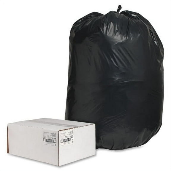 Nature Saver Heavy-Duty Trash Liners, 2 mil, 55 To 60 Gallons, 75% Recycled, Black, Box Of 100 Liners