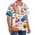 thumbnail image 4 of Vsdgher Flowers Birds And Butterflies Print Men's Wrinkle Free Untucked Cuban Shirt Business Casual Button Down Shirts Short Sleeve Shirt, 4 of 7