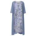 thumbnail image 4 of Liquidation des Fêtes 2022! Robes Printemps Été Mode Femmes Décontracté Imprimé Floral Col Rond Sans Manches Robe Manteau Solide Ensemble Deux Pièces, 4 of 6
