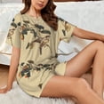 thumbnail image 4 of Fotbe Vintage Bird Conjunto de Pijama Estampado para Mujer, 2 Piezas, Ropa de Dormir con Camiseta de Manga Corta y Shorts Suaves-Large, 4 of 6