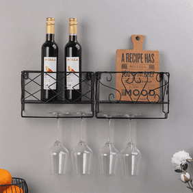 High Quality Wine Cabinet Wall Hanging Type Iron Art Wall Mounting Rack Decoration Red Wine Rack Ceiling Rack Restaurant Wine Cup Rack Inverted