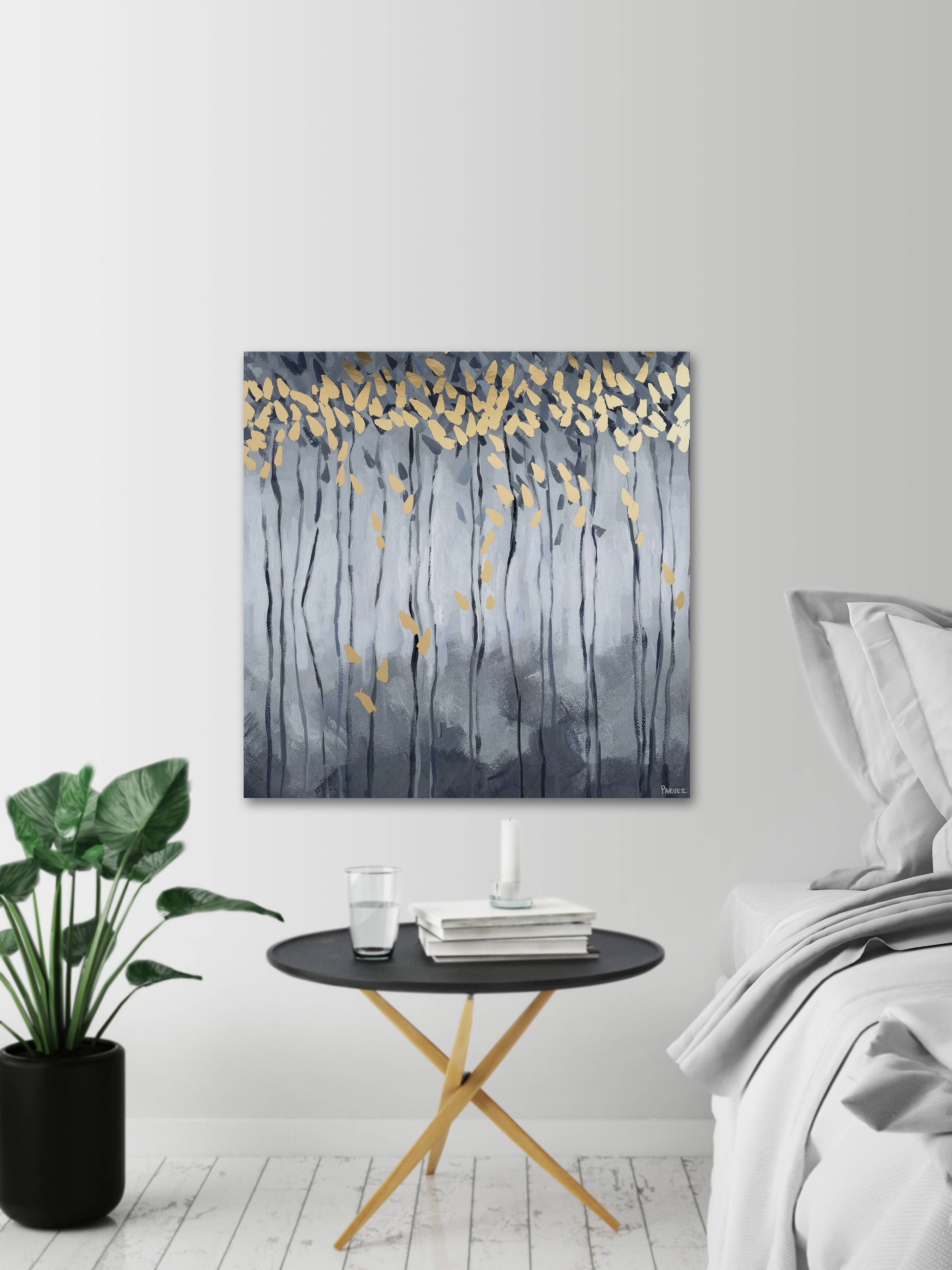 Parvez Taj "Golden Leaves" Painting Print on Wrapped Canvas