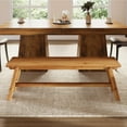 thumbnail image 4 of Finmind 55" Solid Wood Entryway Bench, Narrow Skinny Shoe Bench Seat for Entry, Brown, 4 of 7