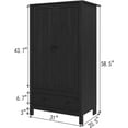 thumbnail image 2 of Panana 2 Door Wardrobe, Armoire with Drawer for Bedroom (Black), 2 of 10