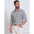 thumbnail image 4 of INSPIRE CHIC Men's Seersucker Shirt Striped Long Sleeve Button Down Textured Top S Black, 4 of 5
