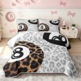 thumbnail image 2 of meiyoeat Leopard Print Lucky 8 Ball Bed Spread Queen for Girls, Black White Brown Queen Coverlet Set, 3-Piece, 1 Comforter and 2 Pillowcases, 2 of 7