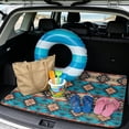 thumbnail image 2 of SEANATIVE Trunk Protection Cargo Liner Car Trunk Mats Wear-Resistant Universal Cargo Liner SUV Cargo Mats Rear Trunk Floor Mat Car Interior Decorations, Tribal Geometric Print Teal Beige, 2 of 4