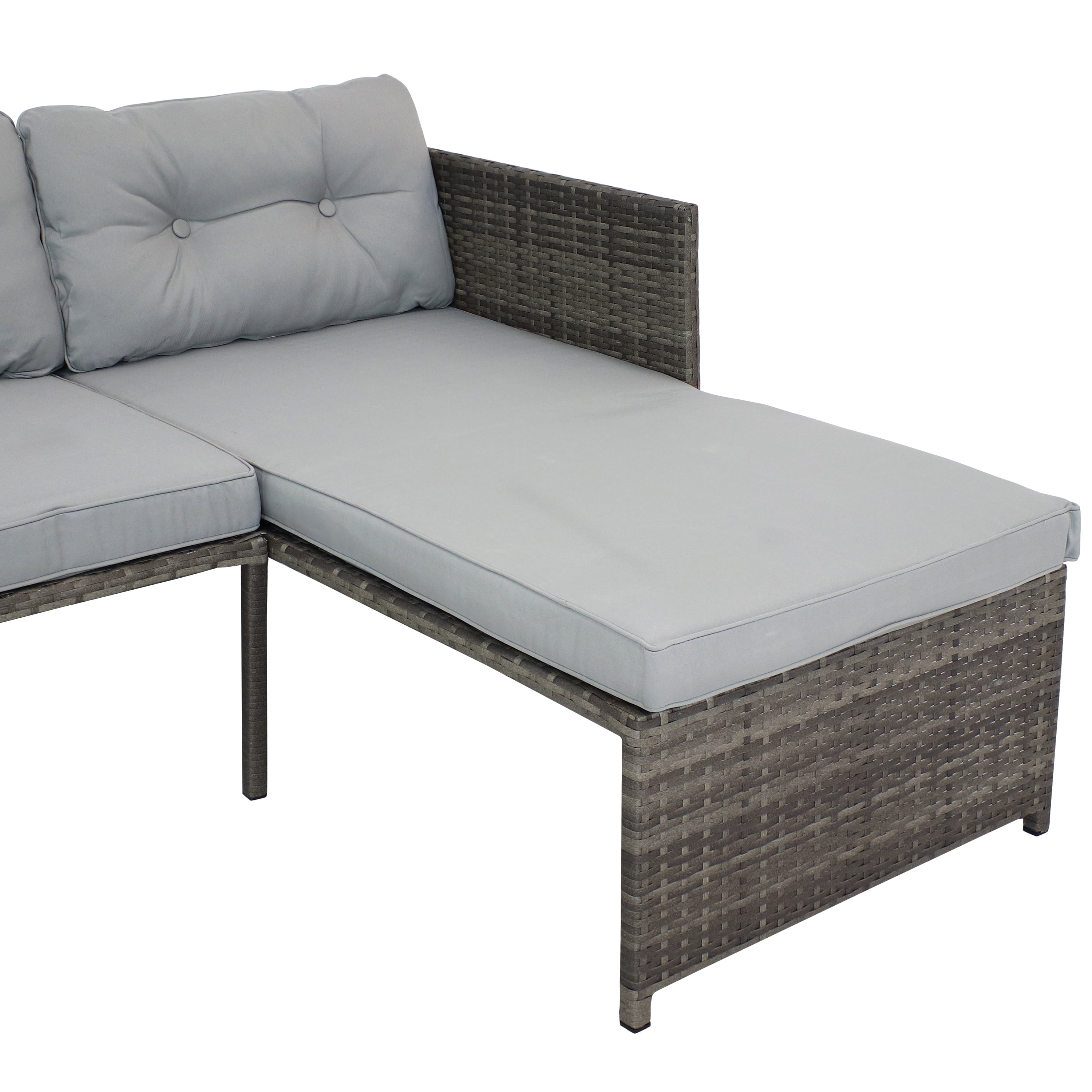 Sunnydaze Outdoor Longford Patio Sectional Sofa Conversation Set with Cushions and Table - Stone Gray - 3pc - image 5 of 11