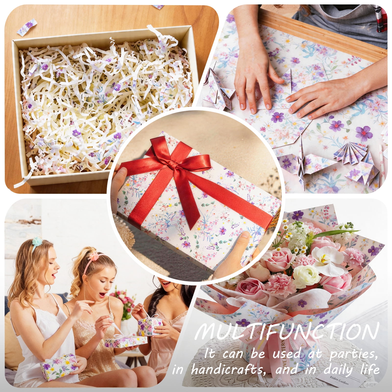 Floral Tissue Paper, 20x14"200 Sheets Vintage Wildflower Present Wrapping Tissue Paper for Wedding Birthday Party Decor Box Basket Filler