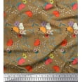 thumbnail image 1 of Soimoi Satin Silk Fabric Leaves & Floral Artistic Print Sewing Fabric Yard 42 Inch Wide, 1 of 1