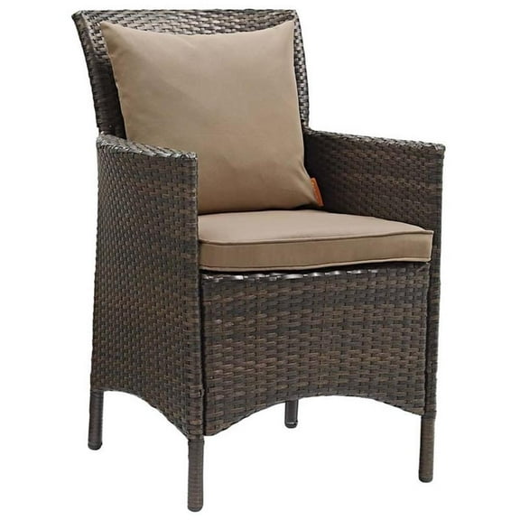 Pemberly Row  Patio Dining Arm Chair in Brown and Mocha