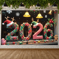 thumbnail image 4 of Festive Design Merry Christmas Banner Holiday Decoration Gold Light Up 2026 Banner for Christmas Party Celebration Indoor Decor, 4 of 9