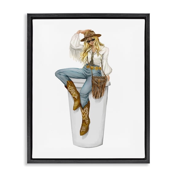 Stupell Industries Southwestern Black Floating Frame Canvas Art, 17 x 21, by Ziwei Li