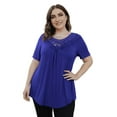thumbnail image 2 of VOIANLIMO Women's Plus Size Summer Tops Short Sleeve Lace Pleated Blouses Tunic Tops M-4XL, 2 of 5