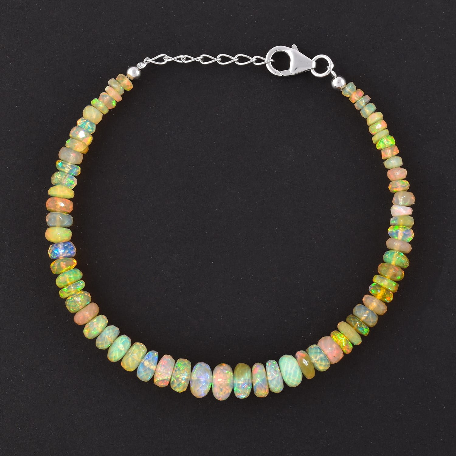 QNAVIC Natural Ethiopian Welo Opal Gemstone Beads Bracelet, Handmade ...