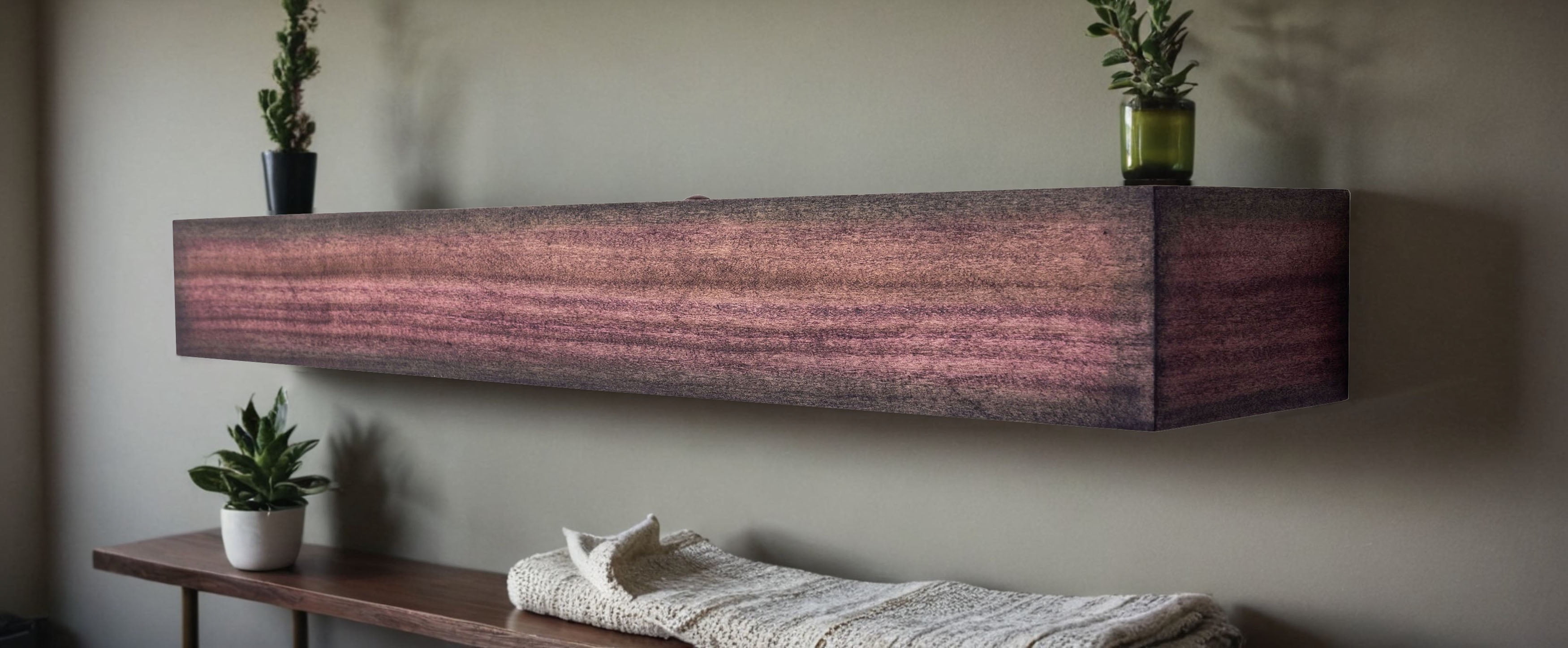 Rayne Poplar Floating Shelf 56x4x4in Black Cherry