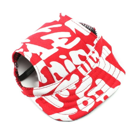 Pet Baseball - Pet Dog Oxford Fabric Hat Sports Baseball Cap with Ear Holes for Small Dogs - Size S (Red+White)