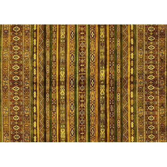 Ahgly Company Machine Washable Indoor Rectangle Abstract Yellow Modern Area Rugs, 5' x 8'