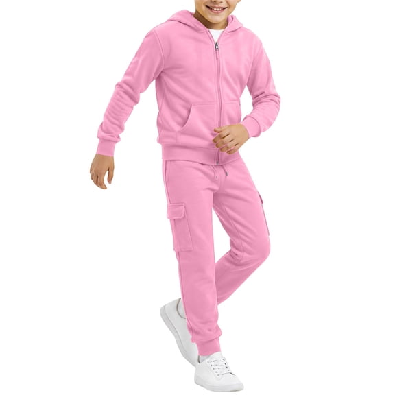 Boys 2 Piece Outfits Sweatsuits Zip up Hoodie Jacket Sweatshirt Cargo Pants Athletic Tracksuit Teen Kids Fall Winter Outfits