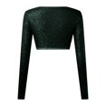 thumbnail image 5 of Lingerie for Women's Sequins Solid Round Slim Midriff Long Sleeved Top for Green XL, 5 of 5