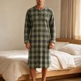 thumbnail image 6 of Purcolt Mens Nightgown Long Sleeve Plaid Print Lounge Sleep Shirt Pajama Nightshirt Soft Loose Sleepwear Comfy Nightwear S-3XL, 6 of 7