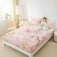 thumbnail image 4 of Feelyou Dreamy Pink Butterfly Full Size Sheets, Romantic Flower Bed Sheets, Teens Kids Girls Women Sheet Sets, Ultra Soft Bedroom Decor, 4 Pieces, 4 of 7