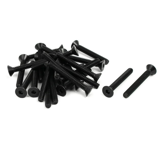 Tornillo de cabeza plana hexagonal de 10.9 de grado, con avellanado, negro, 3/16" x 1-1/2", 25 piezas