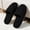 Black, variant on JUSLIO Womens House Slippers Single Wide Strap Fuzzy Open Toe Slides Non Slip Flat Sole Warm Indoor House Slippers Black