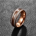 thumbnail image 4 of JQUEEN Men's 8mm Rose Gold Tungsten Carbide Rings Inlaid Deer Antler Size 7-12, 4 of 5