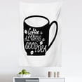 thumbnail image 1 of Drinking Sayings Tapestry, Coffee is Always Idea Lettering on Monochromatic Simple Cup, Fabric Wall Hanging Decor for Bedroom Living Room Dorm, 5 Sizes, White and Charcoal Grey, by Ambesonne, 1 of 1