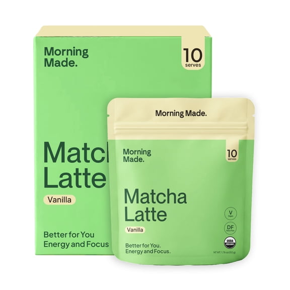 Morning Made Ceremonial Grade Organic Matcha Latte Powder, Vanilla, 10 Servings
